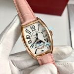 Replica Franck Muller White Dial Rose Gold Watch Pink Leather Strap
